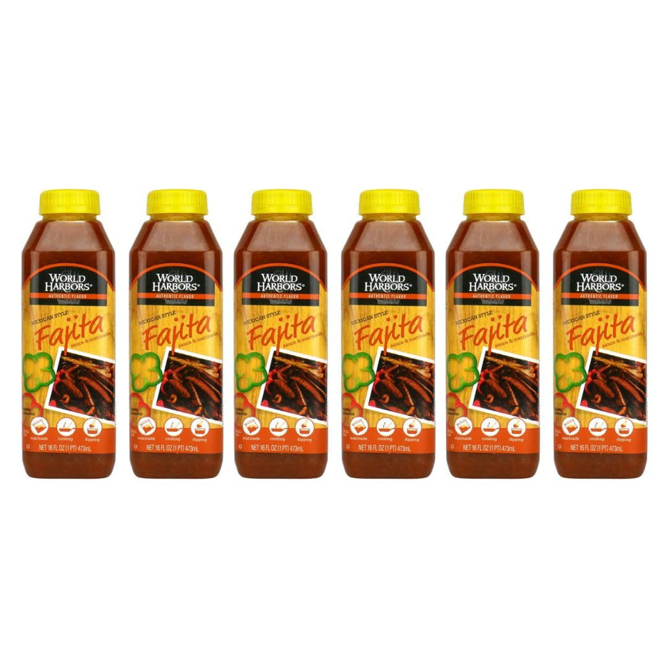World Harbors Mexican Style Fajita Marinade bottle front view for premium flavor and marination