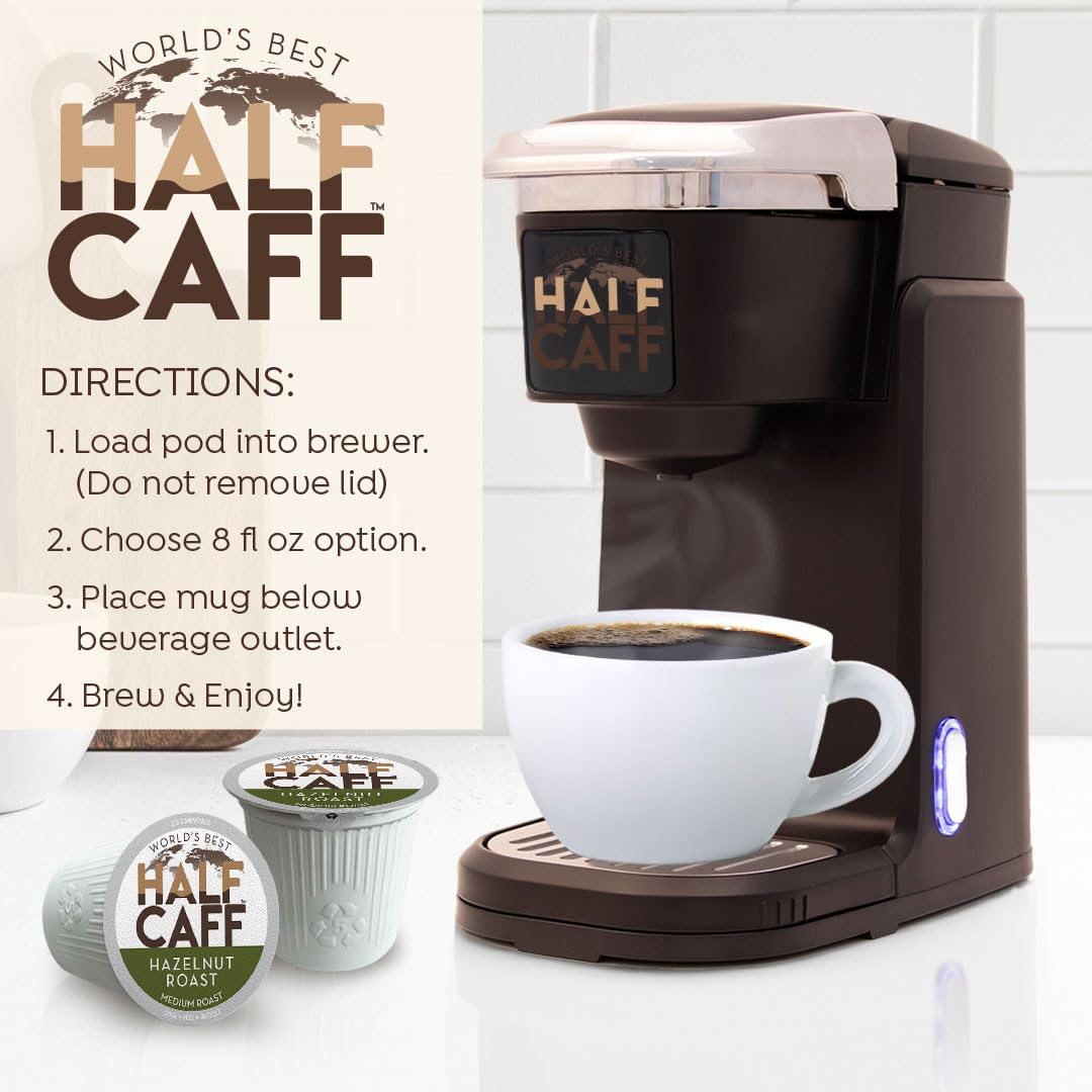 World's Best 100% Arabica half caff pods emphasize premium beans for refined flavor