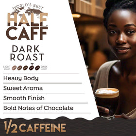 World's Best Half Caff Arabica beans ready for premium coffee flavor.