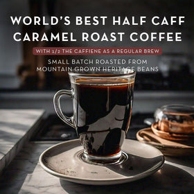 World's Best Half Caff Caramel aroma close-up showcasing rich caramel notes