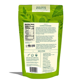 Worldwide Botanicals carob powder hot milk cup, caffeine-free treat for any time.