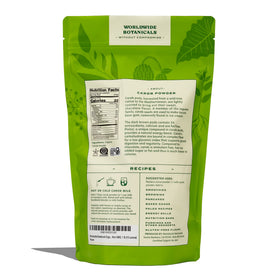 Worldwide Botanicals carob powder medium roast with scoop ready for hot chocolate substitute