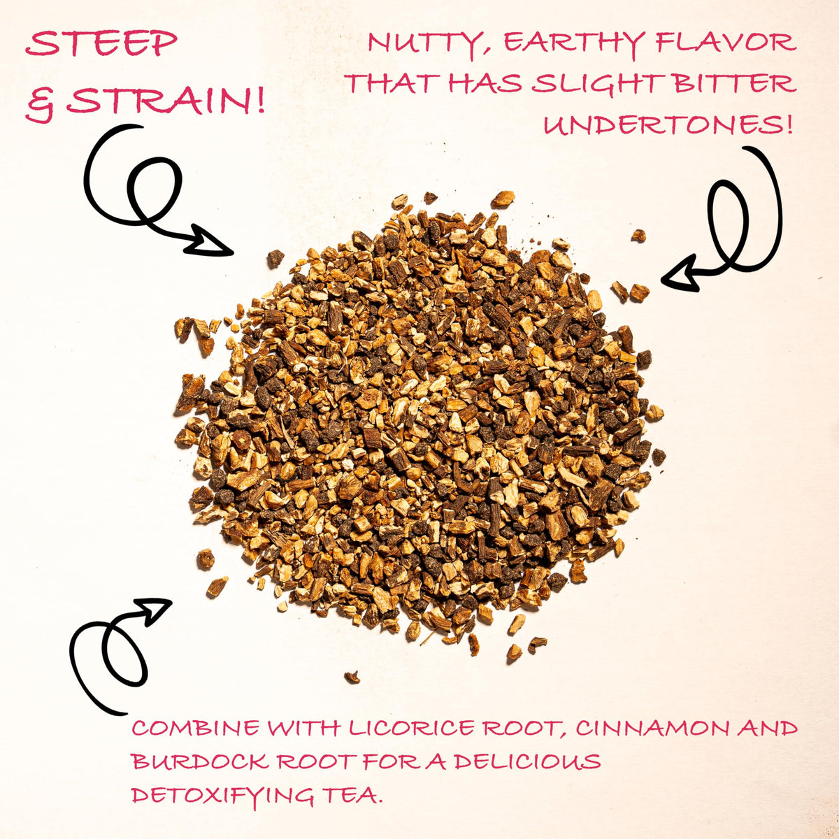 Worldwide Botanicals dandelion root raw unroasted preserves nutrients.