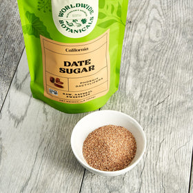 Worldwide Botanicals date sugar cookie dough with granulated texture