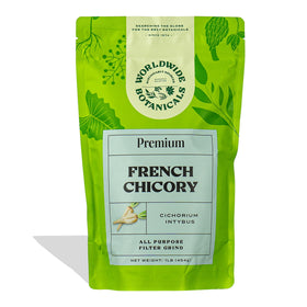 Worldwide Botanicals French chicory root roasted for a caffeine-free coffee alternative.