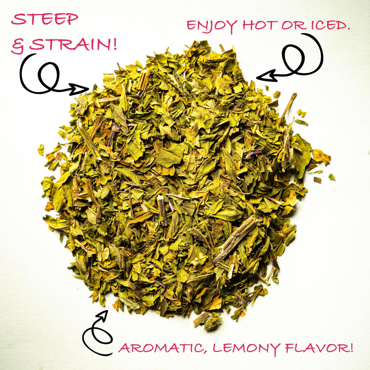 Lemon balm loose leaves ready for infuser or teapot brewing.