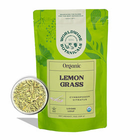 Worldwide Botanicals Lemon Grass Leaves in resealable bag for fresh aroma