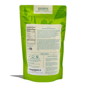 Worldwide Botanicals Orzo Barley ground coffee alternative, pour over, versatile for espresso or drip.