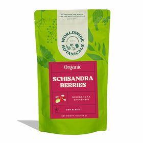 Worldwide Botanicals Schisandra tea cut packshot for flavorful infusion