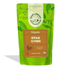 Worldwide Botanicals star anise pods, whole and aromatic, perfect for teas and culinary blends