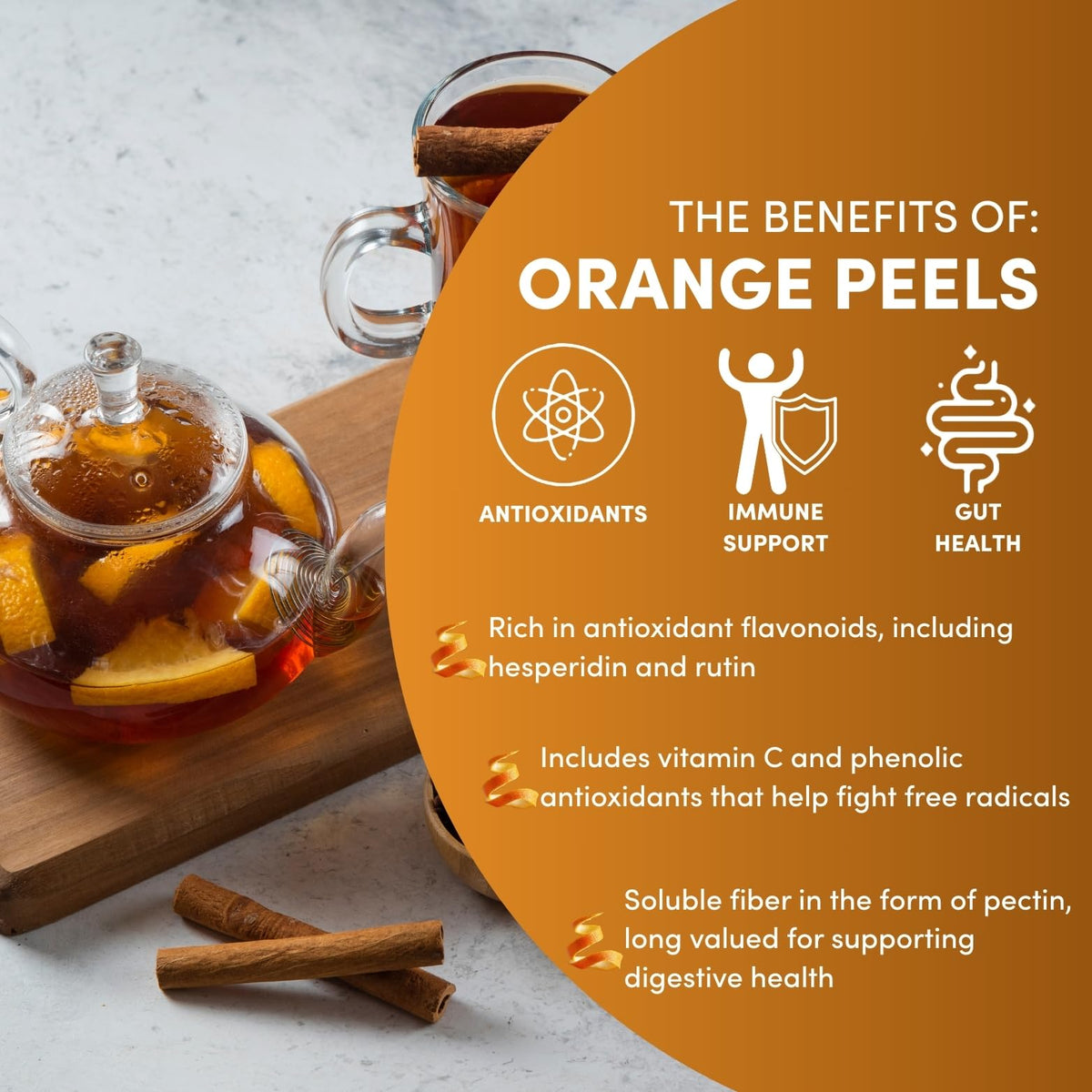 Sweet orange rind and zest by Worldwide Botanicals for vibrant teas and desserts.