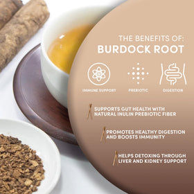 Worldwide Botanicals tea cup steeping showcases warm caramel aroma.
