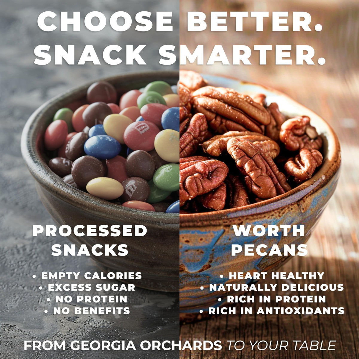 Worth Pecan Company toasted pecans for toppings, baking or healthy snacking