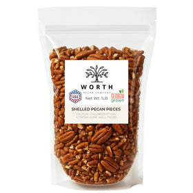 Worth Pecan Pieces 1lb bag for baking and snacking with a rich, nutty crunch.