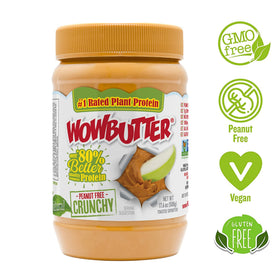 Close-up of WOWBUTTER crunchy texture highlighting protein from soy