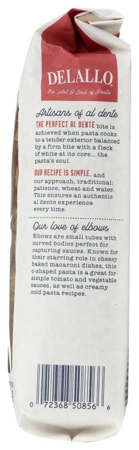 WPARHUS Delallo elbows no52 serving dish highlights wholesome texture and fiber-friendly meals.