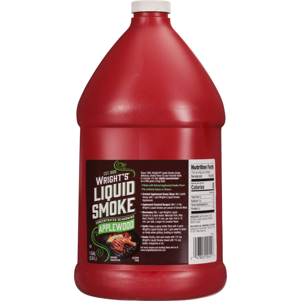 Wright's Applewood Liquid Smoke bottle pour for grilling and flavor