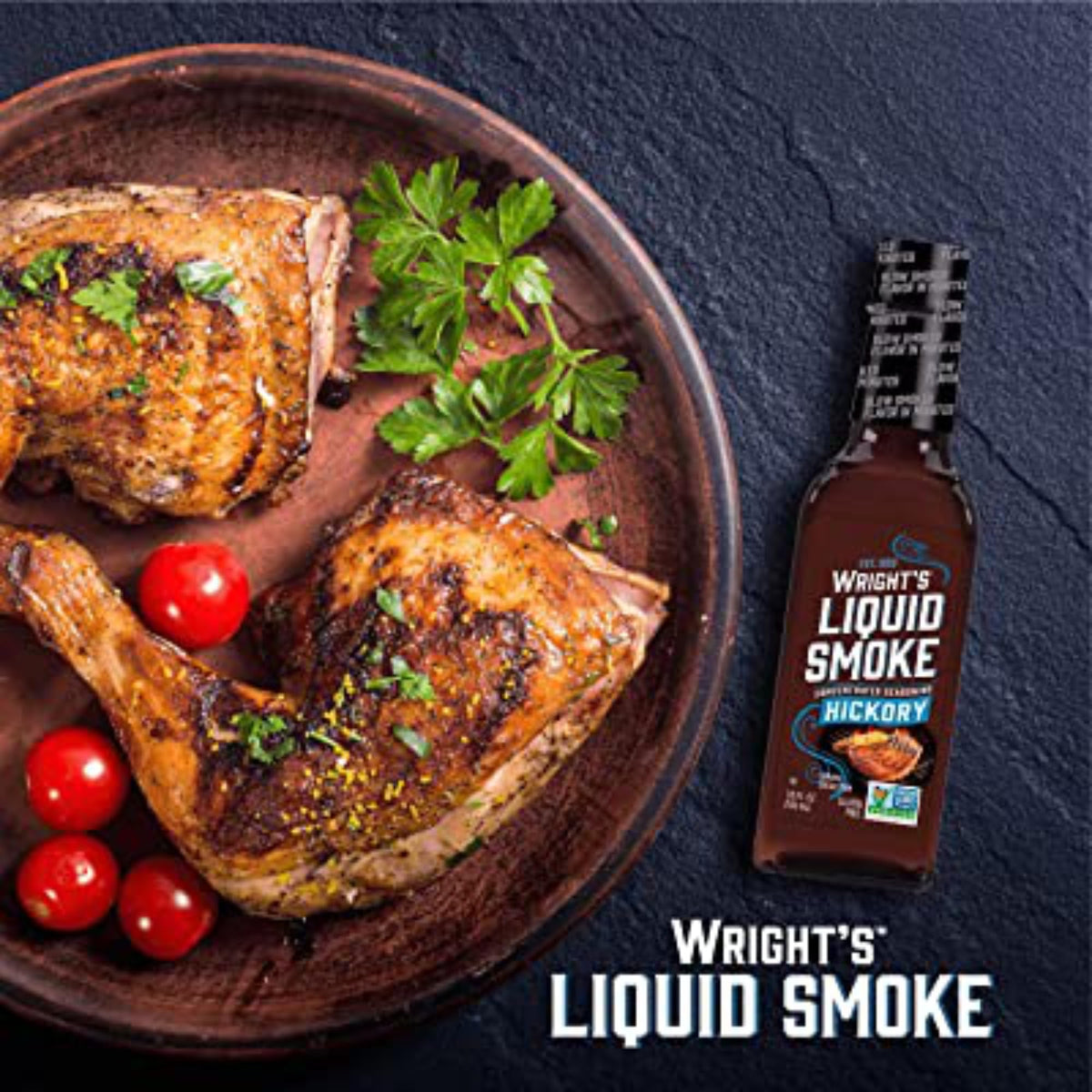 Wright's Liquid Smoke 3-pack display; pantry-ready smoky flavor trio
