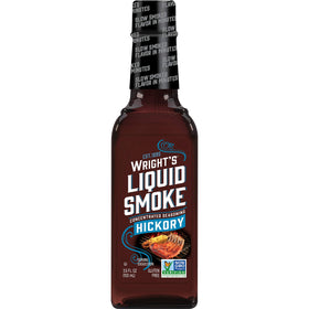 Wright's Liquid Smoke Hickory bottle pour for adjustable smokiness in marinades