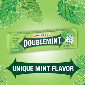 Single Doublemint gum stick close-up showing classic mint taste