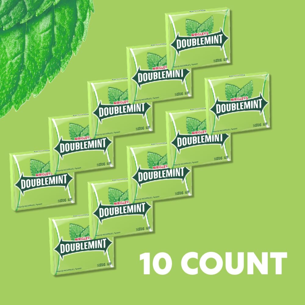 Wrigley's Doublemint gum stick being chewed for a minty moment
