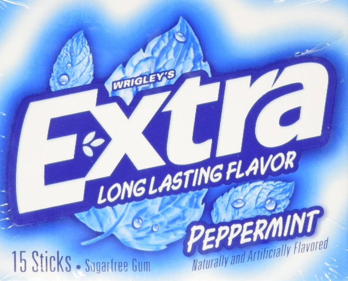 Wrigley's Extra Peppermint 10-pack on display for resale and quick impulse buys