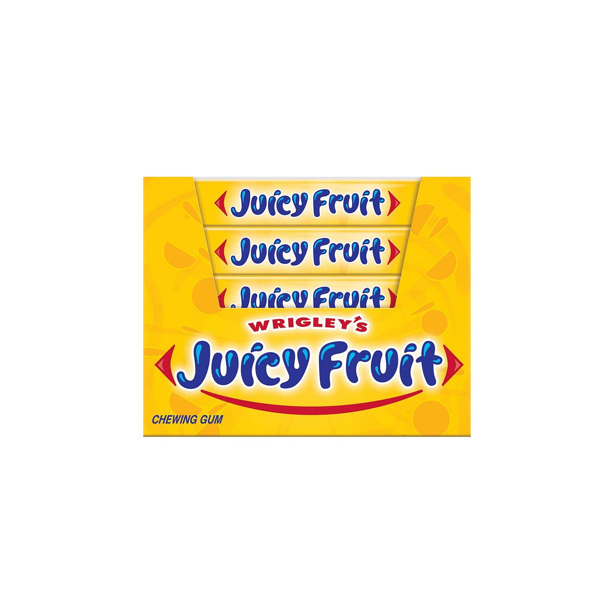Wrigley's Juicy Fruit Gum pack back highlights retro branding for collectors and nostalgic moments.