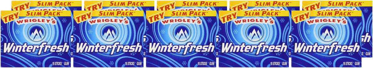 Wrigley's Winterfresh ice mint sticks highlight crisp flavor.