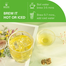 WT WEETEE brewing setup with kettle, honey, and lemon nearby.