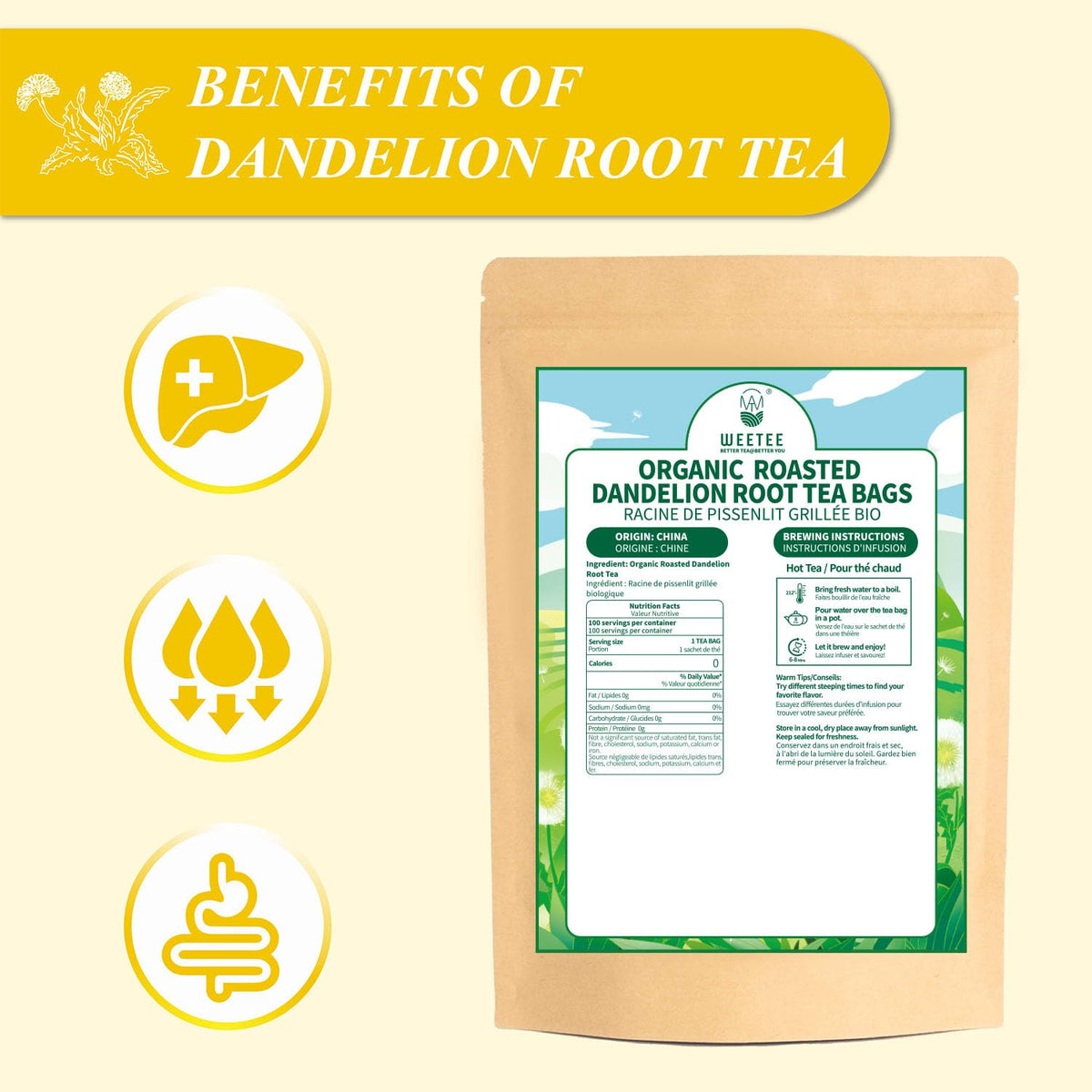 WT WEETEE compostable unbleached tea bags reduce waste