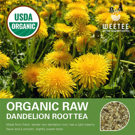 WT WEETEE dandelion tea bags close-up showing premium raw roots