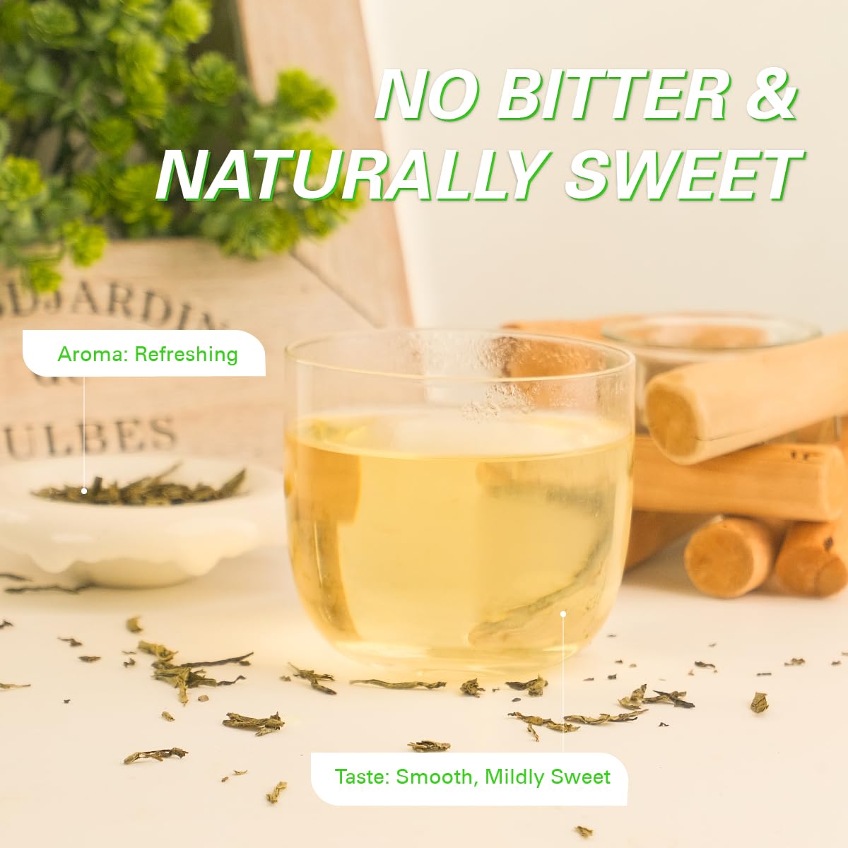 WT WEETEE decaf loose leaf tea brewing with gentle aroma