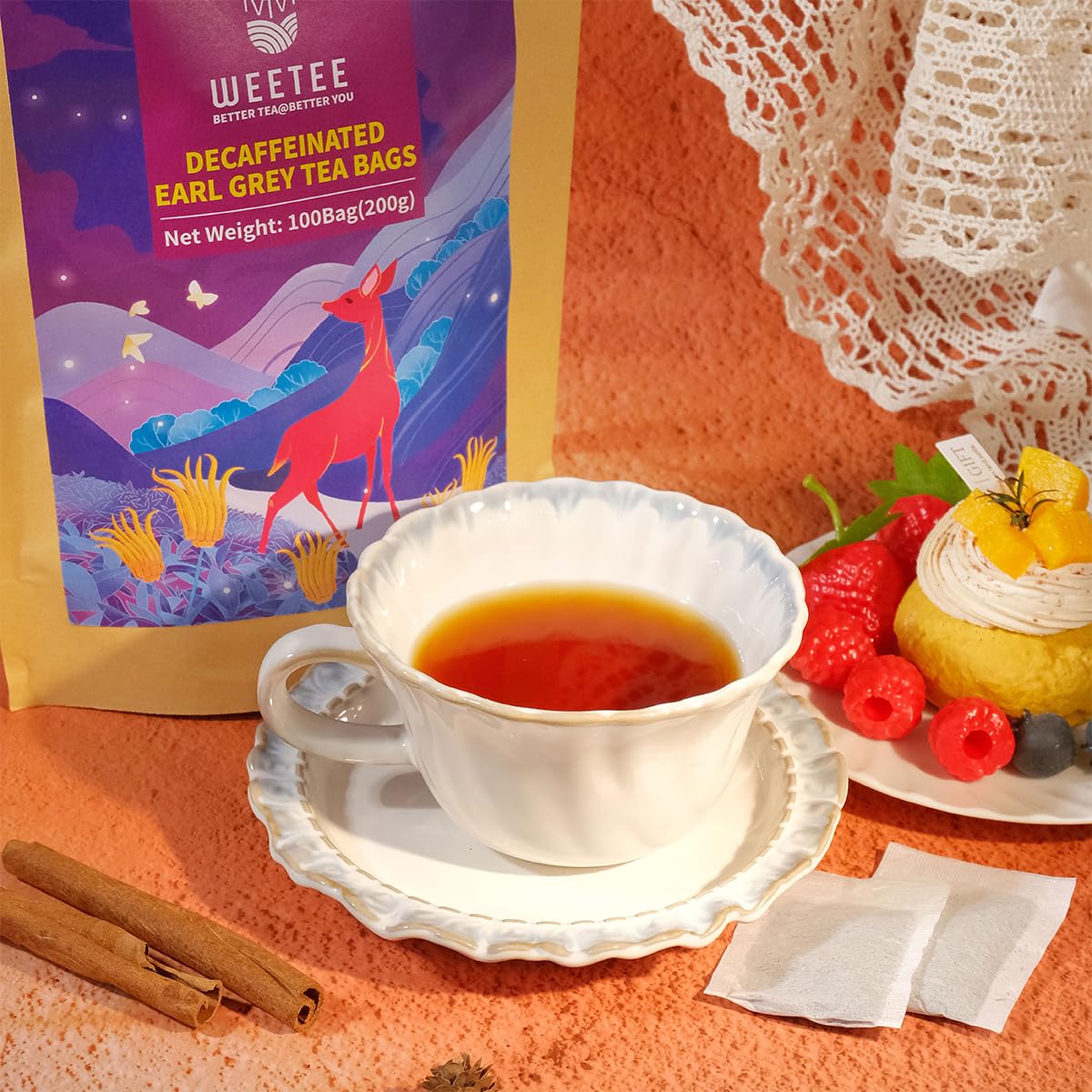Eco-conscious, compostable tea bags in a resealable kraft bag