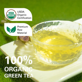 WT WEETEE green tea brew poured into a cup with golden color.