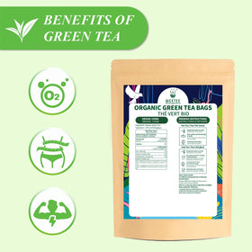 WT WEETEE organic green tea packaging with natural leaf motif.