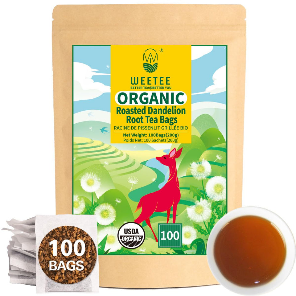 WT WEETEE organic roasted dandelion tea bags ready for caffeine-free ritual