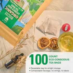 WT WEETEE tea brewing in cup reveals smooth lingering flavor