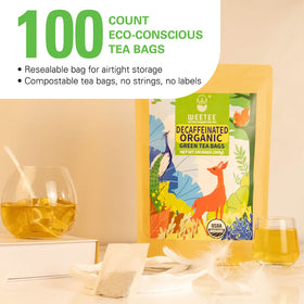 A hot cup of WT WEETEE decaf green tea to enjoy.