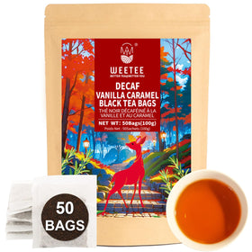 WT WEETEE decaf vanilla caramel black tea bags offer rich flavor without caffeine