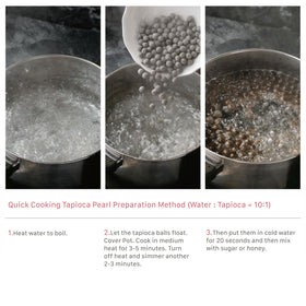 WuFuYuan Boba pearls in coffee show versatility for hot or cold drinks.