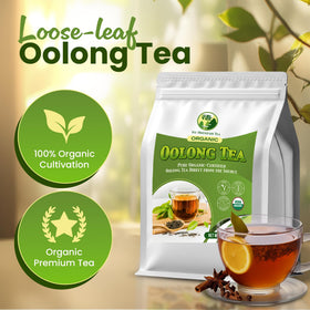 Wu Mountain Tea loose-leaf oolong in brew bowl, showcasing rich aroma and full body.