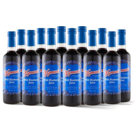 Wyman’s Wild Blueberry Juice bottle in a 12-pack, pure flavor.