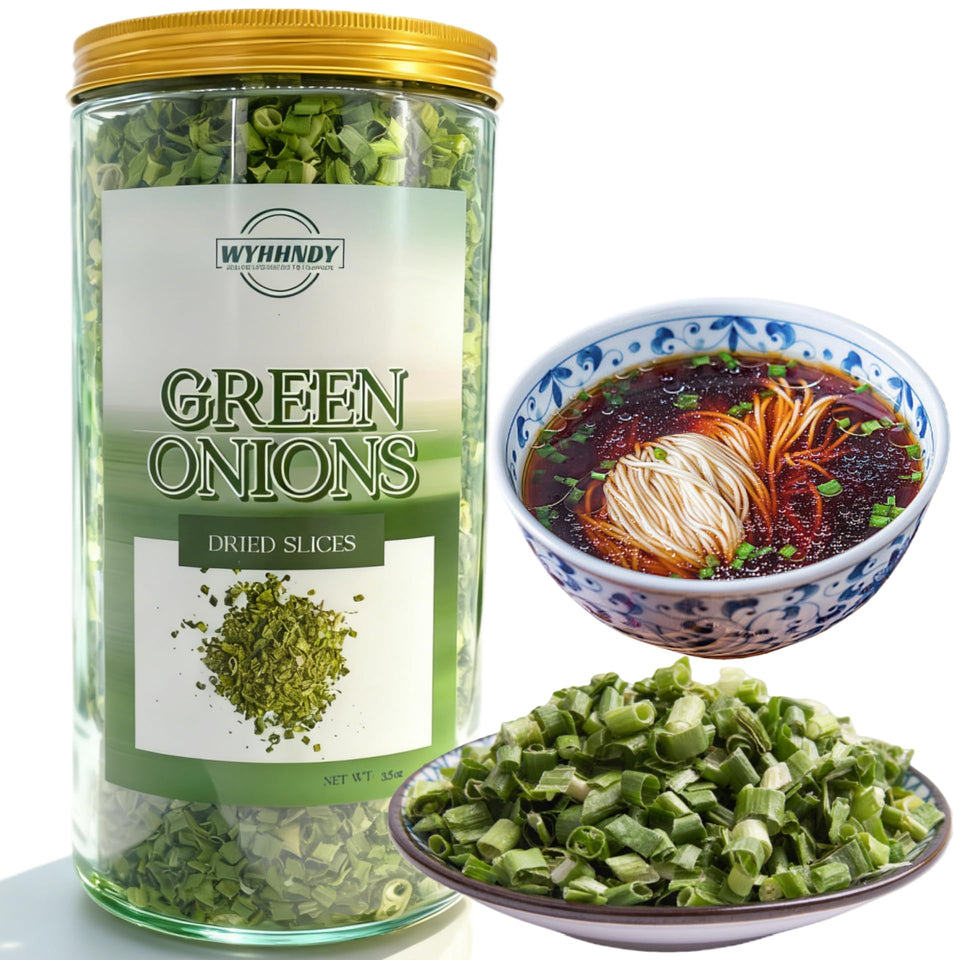 WYHHNDY Freeze-Dried Green Onions jar offering long shelf life for year-round flavor.