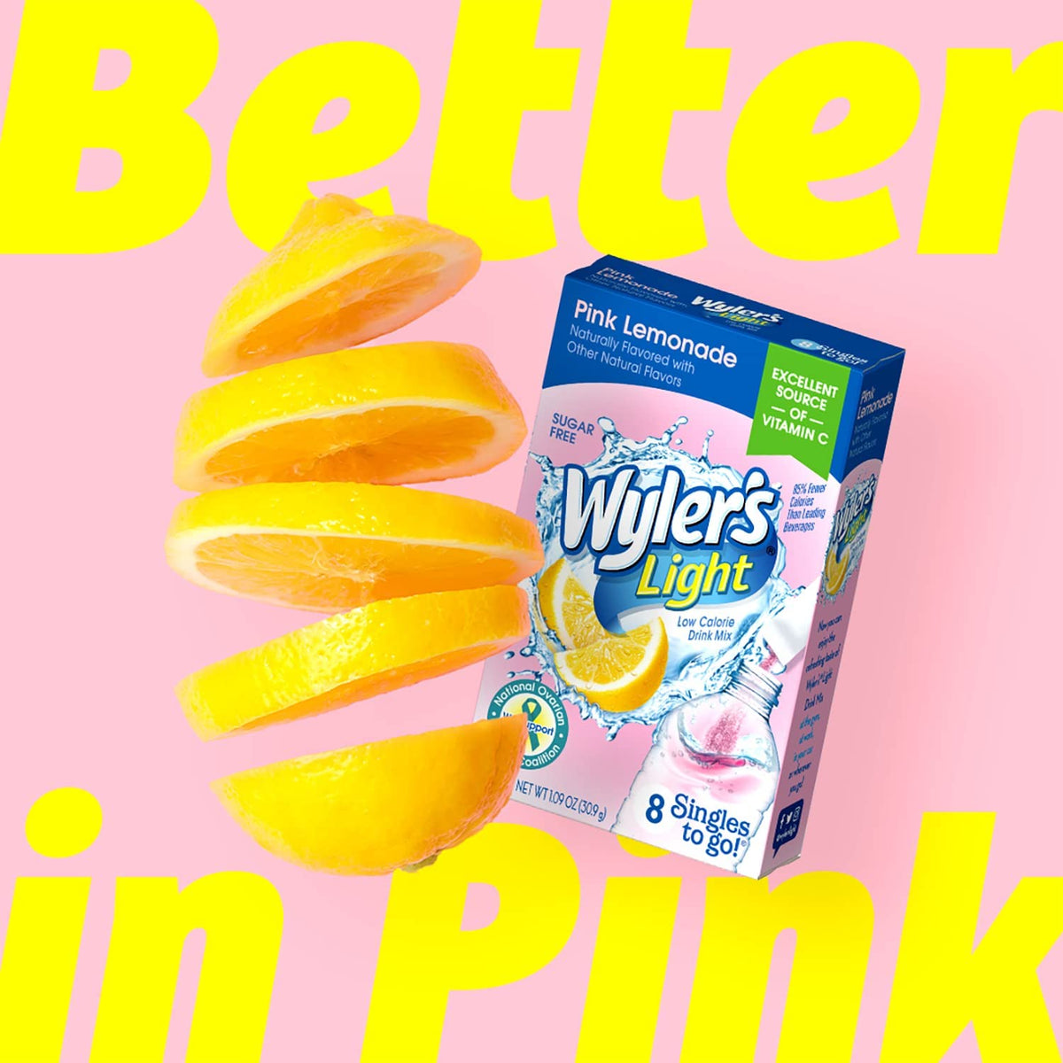 Wyler's Light 96-servings case displayed for family hydration choices.