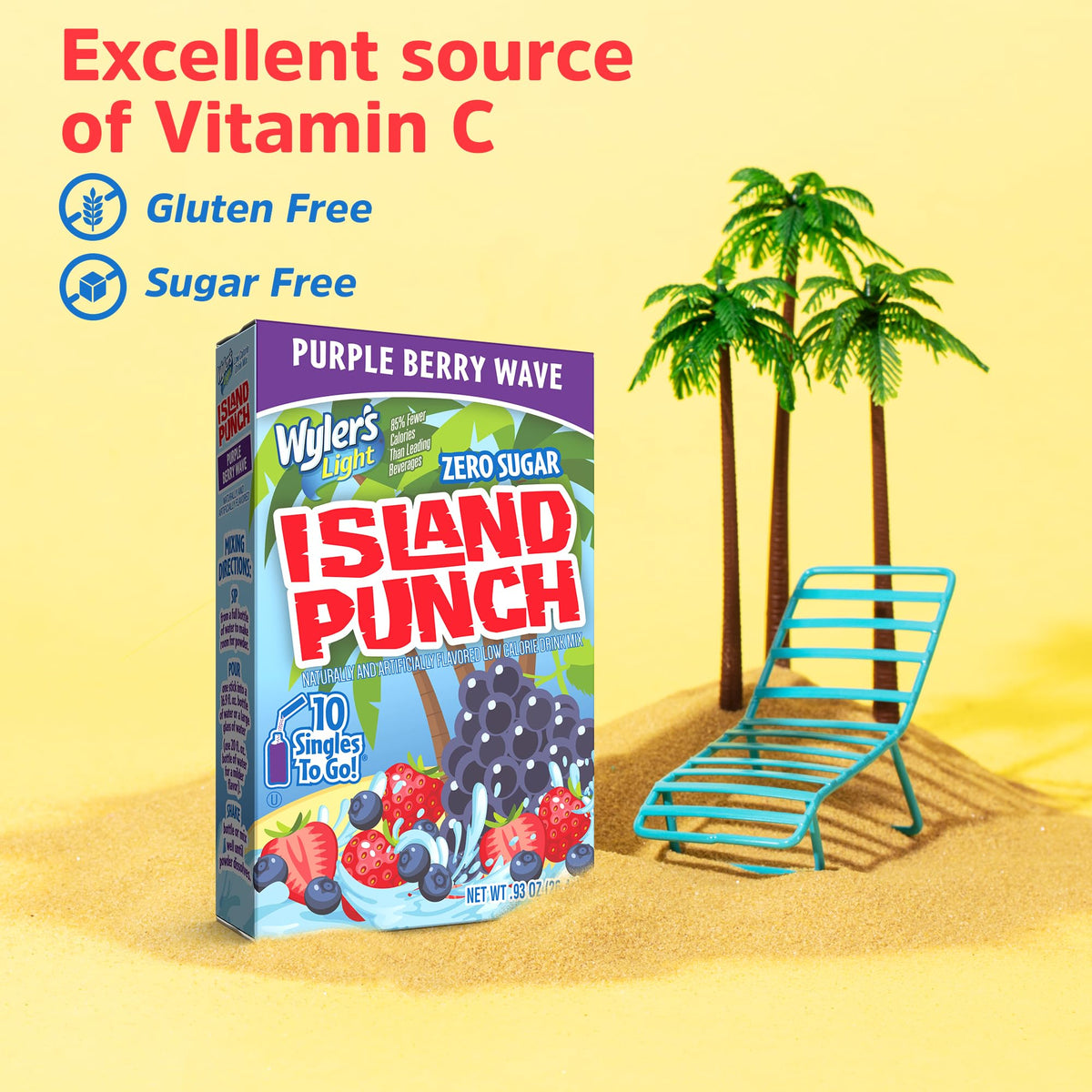 Wyler's Light Blue Ocean Breeze stick side view highlights refreshing flavor
