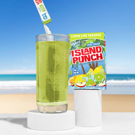 Wyler’s Light Blue Ocean Breeze in a glass with a vitamin C note.
