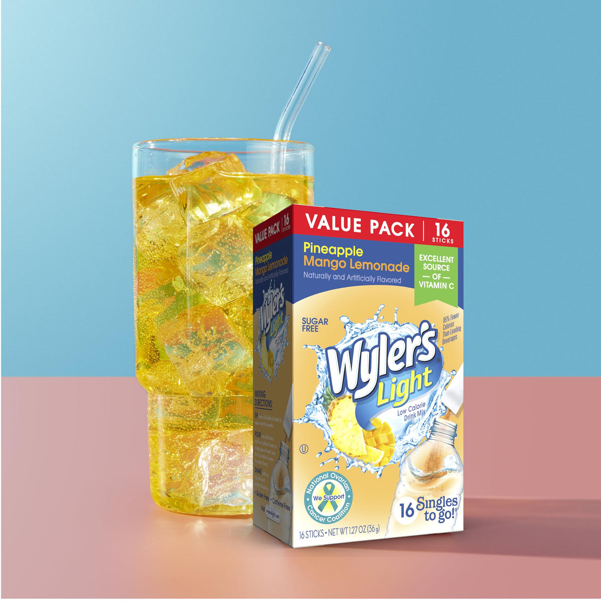 Water bottle with Wyler's Light mix ready for on-the-go hydration.