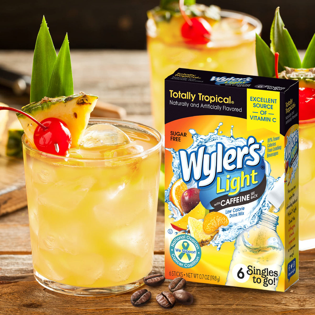 Wyler's Light caffeinated singles to go case shown for quick refreshment