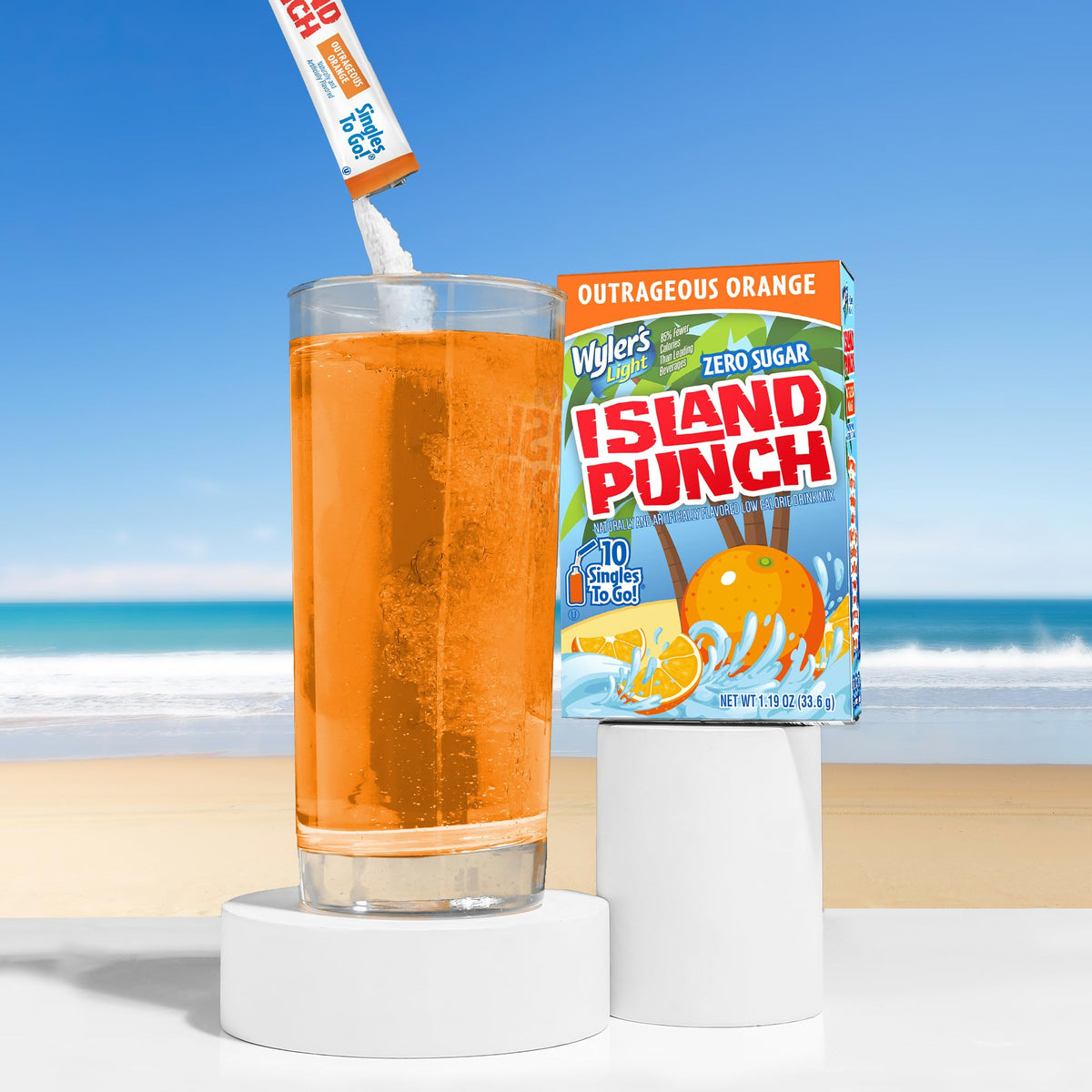 Compact box for travel or gym bag with vitamin C.