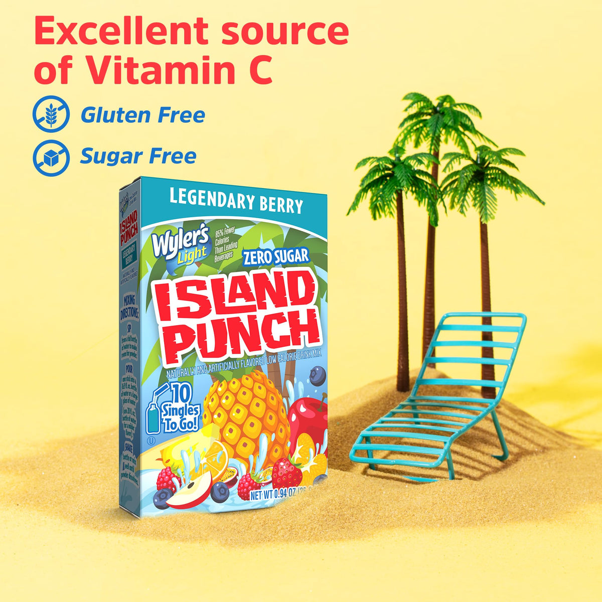 Five tropical flavors display the Wyler's Island Punch range.